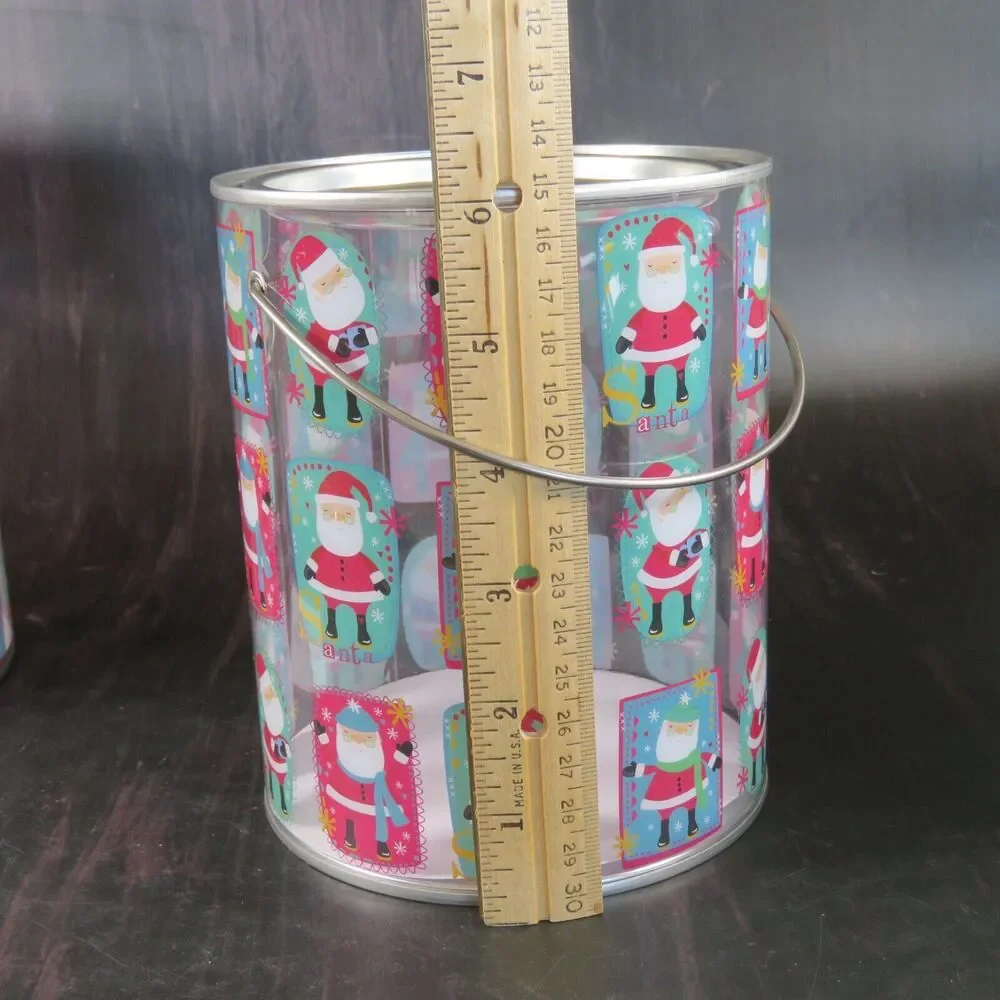 Christmas Nesting Tins Cans Set of 3 Cookies Candy Snack Santa Clear Decorative